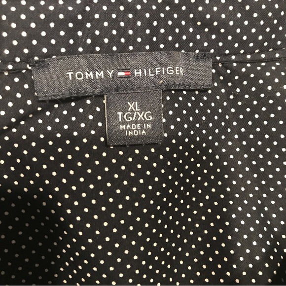Tommy Hilfiger button down, navy with white dots, XL - Picture 4 of 8